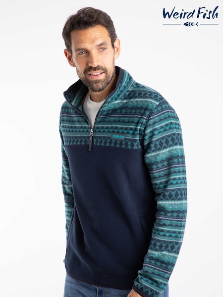 Weird Fish Green Gilbert Quarter  Zip Printed Microfleece (G19873) | £60