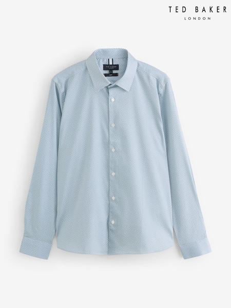Ted Baker Blue OLWENO Long Sleeve Slim Fit Geo Print Shirt (G19926) | £119