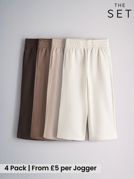 Chocolate Brown/Light Brown/Cream - The Set 4 Pack Wide Leg Joggers