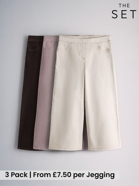 Purple/Lilac/Cream - The Set Wide Leg Pull On Jeggings 3 Pack