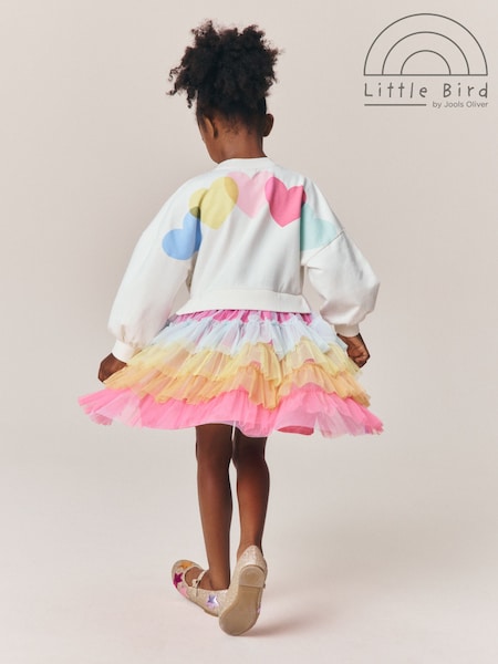Rainbow - Little Bird By Jools Oliver Heart Sweat & Tulle Tutu Dress