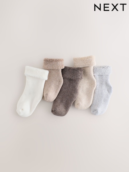 Neutral - Roll Top Baby Socks 5 Pack