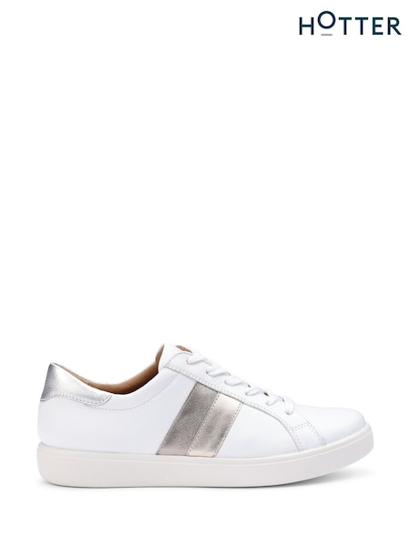 White - Hotter Wide Fit Switched Lace-up Cupsole Shoes