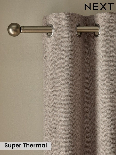 Brushed Herringbone Eyelet Curtains