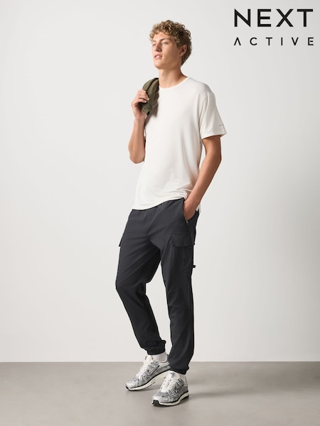 Black - Regular Slim Fit Active Woven Joggers