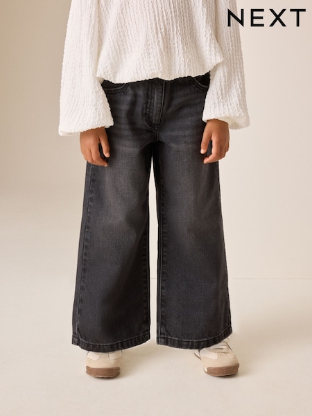 Washed Black Denim - Wide Leg Jeans (3-16yrs)