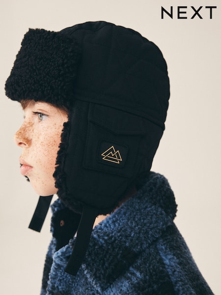 Black - Corduroy Trapper Hat (1-16yrs)