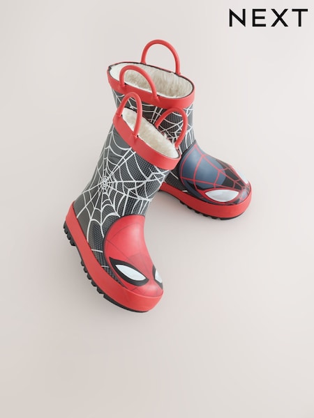 Red/Black - Spider-man Warm Lined Handle Wellies