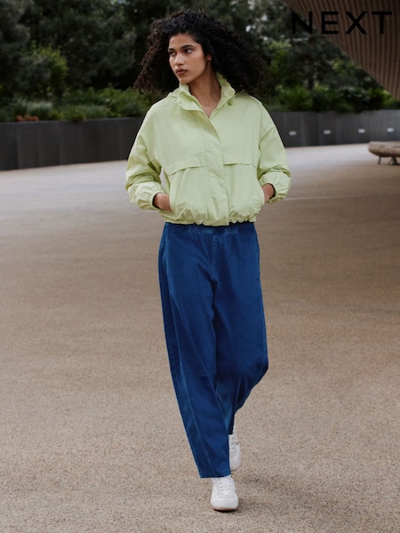 Dark Blue - Barrel Leg Denim Jersey Trousers