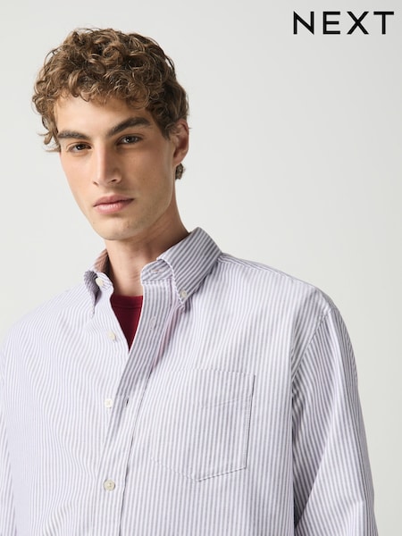 Purple - Long Sleeve N.premium 100% Cotton Regular Fit Oxford Shirt