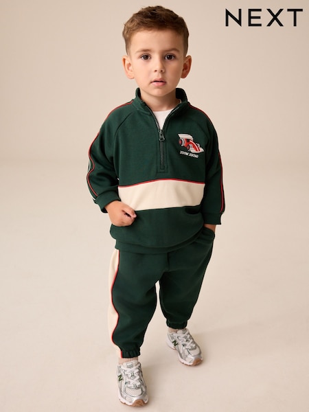 Green/White - Half Zip Top And Joggers Set (3mths-7yrs)