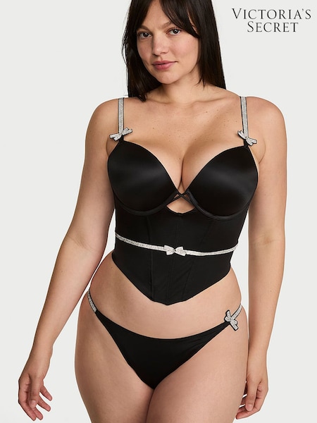 Black - Victoria's Secret Shine Bow Push Up Corset Top