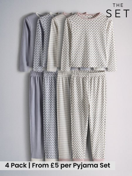 Blue - The Set 4 Pack Cotton Jersey Long Sleeve Snuggle Pyjamas