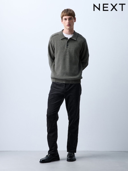 Charcoal Grey - Slim Fit Motionflex Cord Trousers
