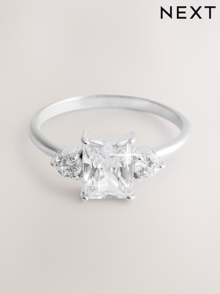Sterling Silver - Rectangular Cubic Zirconia Ring