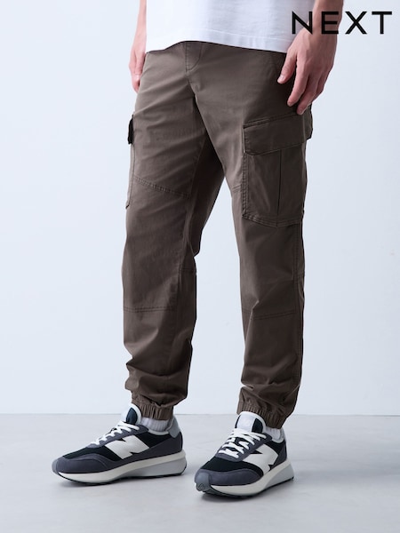 Neutral - Regular Tapered Fit Cotton Stretch Cargo Trousers