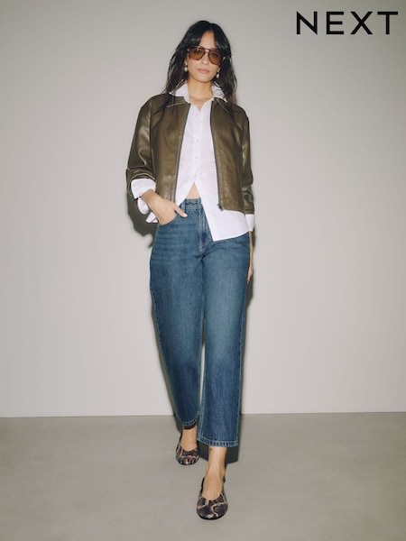 Dark Blue - Ankle Straight Jeans