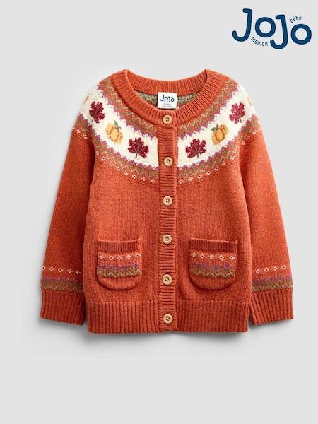 Rust Orange Pumpkin - Jojo Maman Bébé Fairisle Cardigan