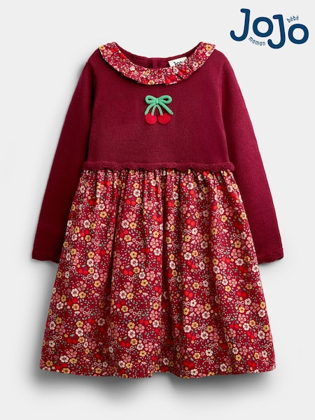 Burgundy Red Cherry - Jojo Maman Bébé Knitted Combo Dress
