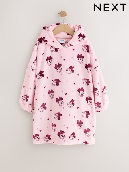 Pink/Red - Minnie Mouse Fleece Hooded Blanket (3-16yrs)