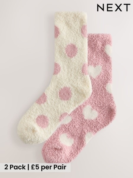 Pink/Cream - Cosy Ankle Socks 2 Pack