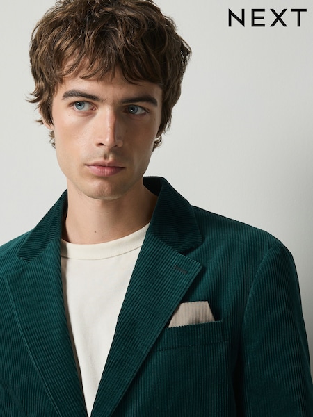 Green - Regular Fit Corduroy Blazer