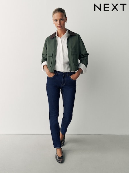Black/Indigo - Mid Rise Super Soft Stretch Slim Jeans