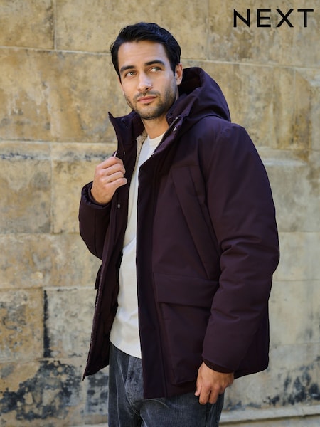 Burgundy Red - Regular Shower Resistant Borg Lined Parka Jacket