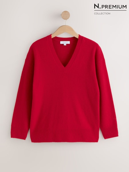 Red - N. Premium Merino Wool V-neck Jumper