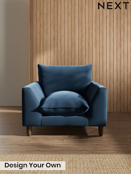 Plush Velvet with Contrast/Airforce Blue with Navy Blue - Noa Deep Relaxed Sit