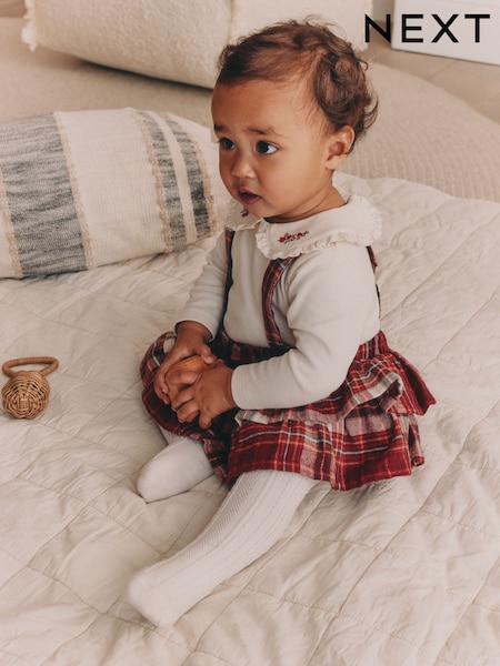 Red Check - Baby Long Sleeve Bodysuit Bubble Skirt And Tights Set 3 Piece (0mths-2yrs)