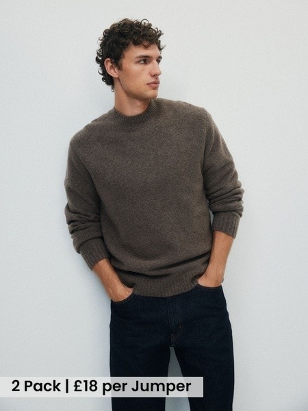 Brown - Regular The Set 2 Pack Soft Knit Jumpers