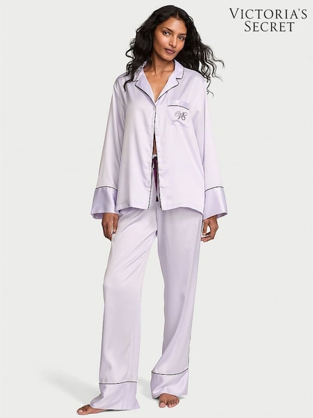 Purple Whisper - Victoria's Secret Satin Long Pyjamas Set