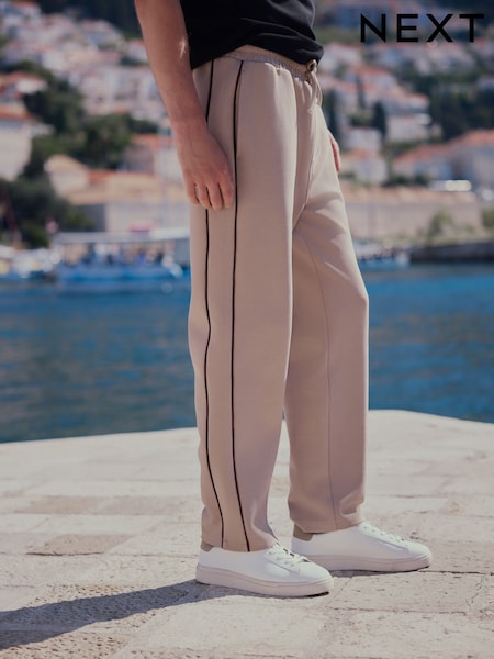 Stone - Regular Textured Pique Slim Fit Joggers