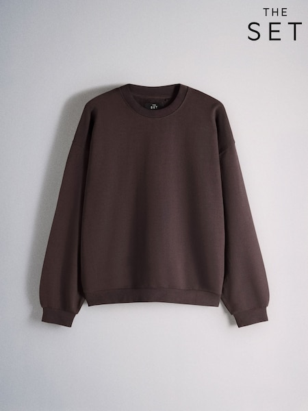 Brown - Regular The Set Loopback Crew Neck Sweatshirt