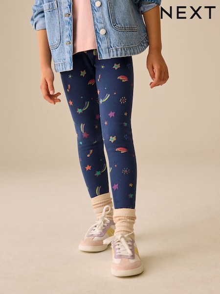 Navy Blue Star - Fleece Lined Cosy Leggings (3-16yrs)