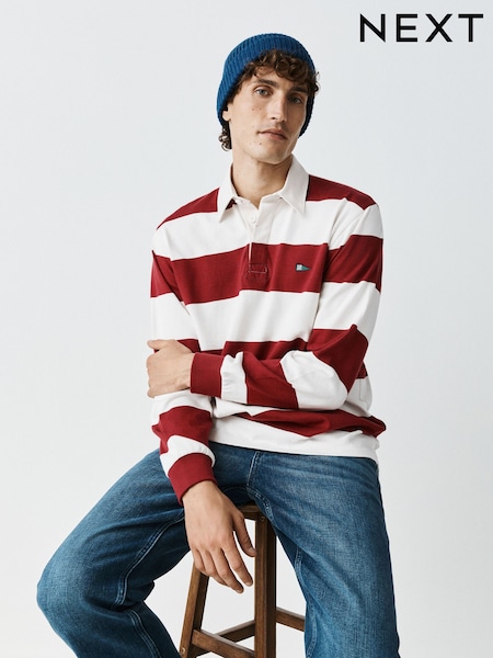 Red/White - Regular Stripe Rugby Shirt