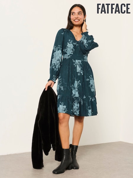 Teal Blue Trailing Rose - Fatface Dress