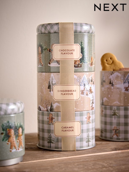 Christmas Hot Chocolate Gingerbread Trio Stacking Tin Gift Set