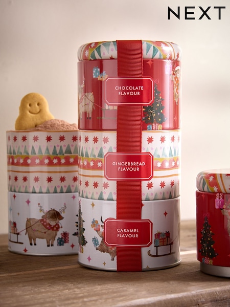 Christmas Hot Chocolate Hamish Trio Stacking Tin Gift Set
