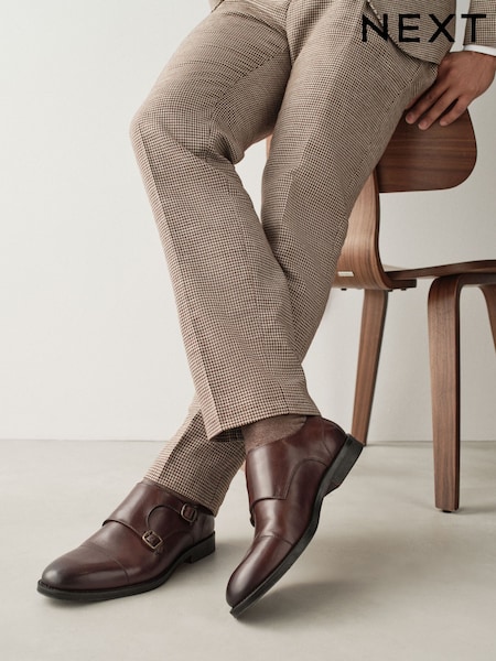 Burgundy Red - Regular Double Monk Leather Shoes