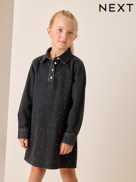 Black - Denim Shirt Dress (3-16yrs)