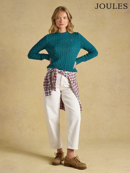 Emerald Green - Joules Classic Crew Neck Cotton Cable Knit Jumper