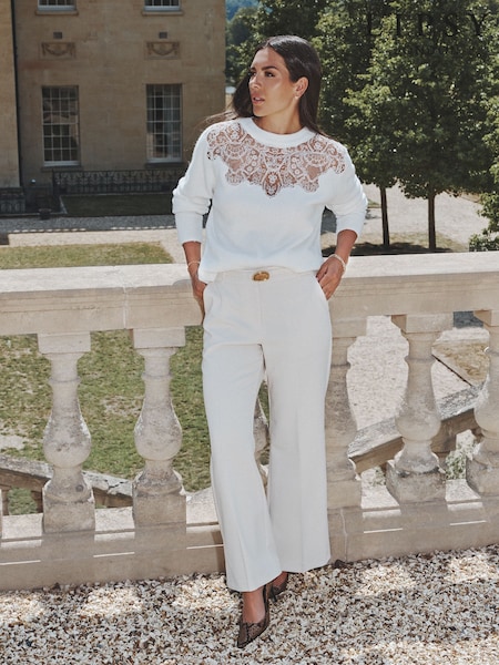 Ecru - Lipsy Relaxed Flare Tailored Trousers With Belt
