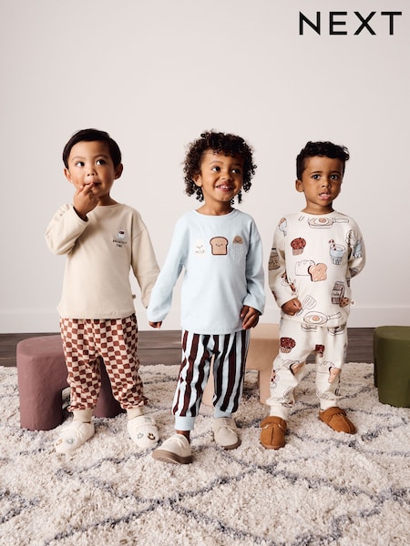 Blue/Ecru Breakfast Club - Oversized Pyjamas 3 Pack (9mths-10yrs)