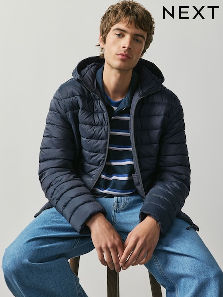 Navy - Regular Lightweight Shower Resistant Quilted Jacket