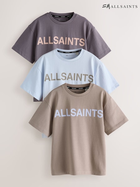 Brown - Smallsaints Oversized Girls Logo T-shirts 3 Pack