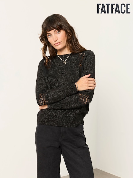 Black - Fatface Lace Jumper