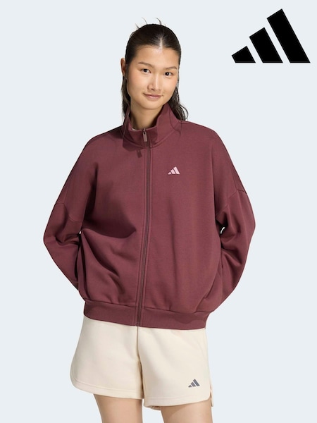 Maroon Red - Adidas 3-stripes Studio 1/4 Zip Sweatshirt