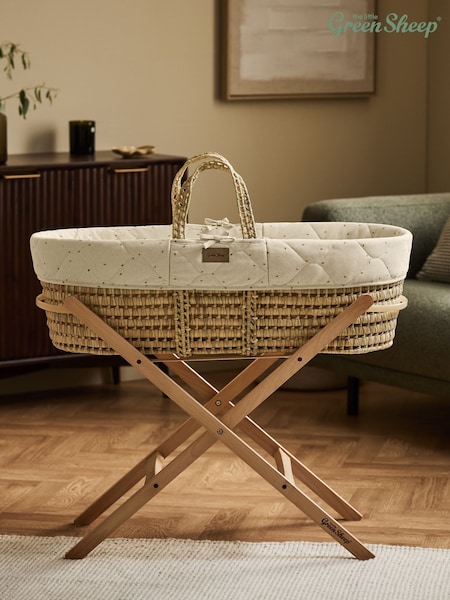 The Little Green Sheep Quilted Moses Basket & Mattress